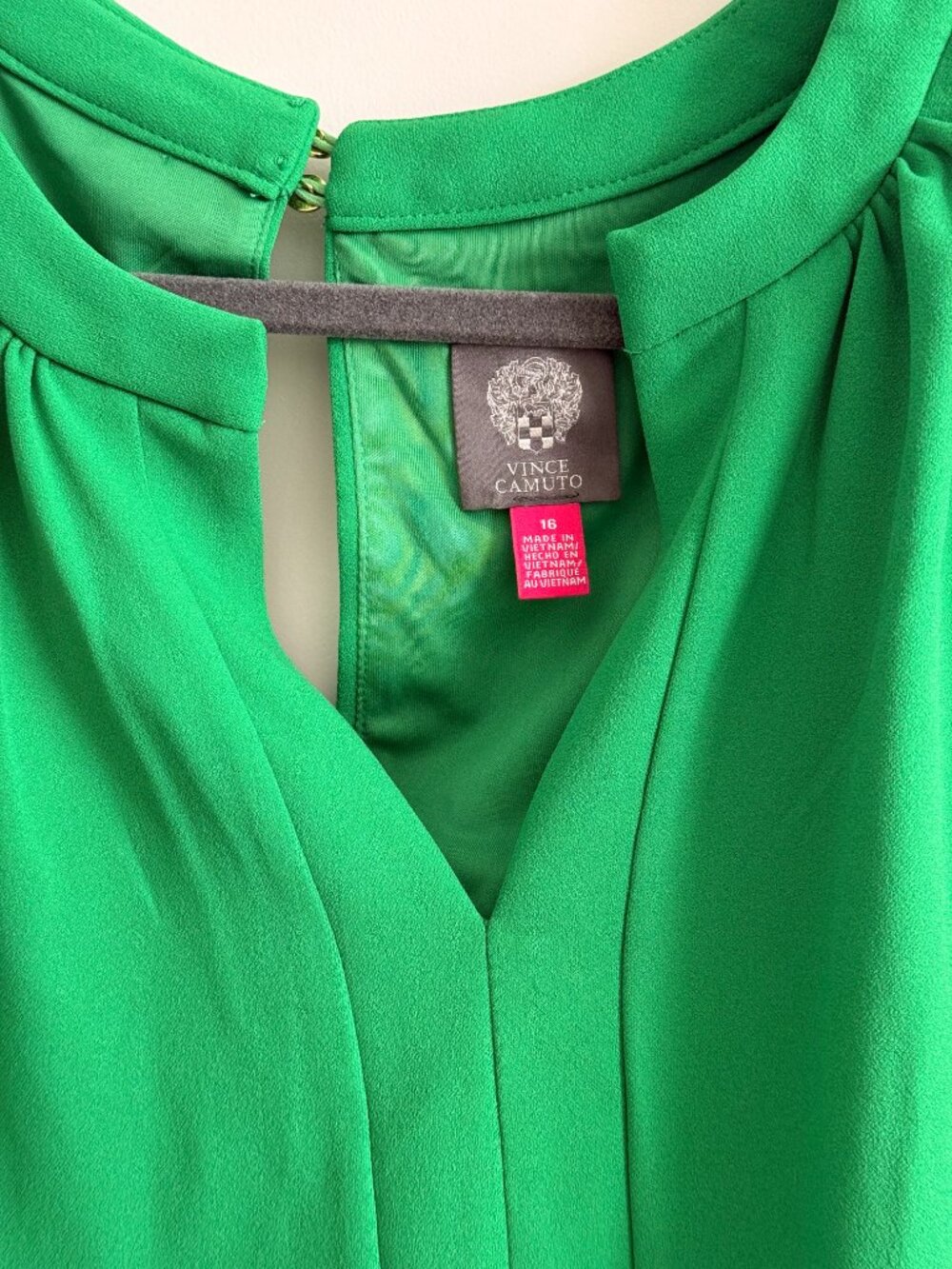 NWT Vince Camuto Emerald Green Flutter Sleeve Sheath Dress Size 16 - Picture 2 of 3